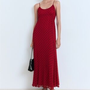 Red with black flowers mango dress